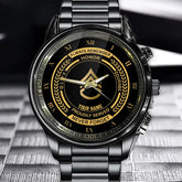 Personalisierte US-Veteranen-/Soldatuhr aus schwarzem Edelstahl